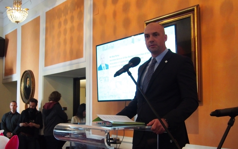 G. Blaž Perko, generalni sektretar OKS, je nagovoril navzoče v imenu Bogdana Gabrovca, predsednika OKS